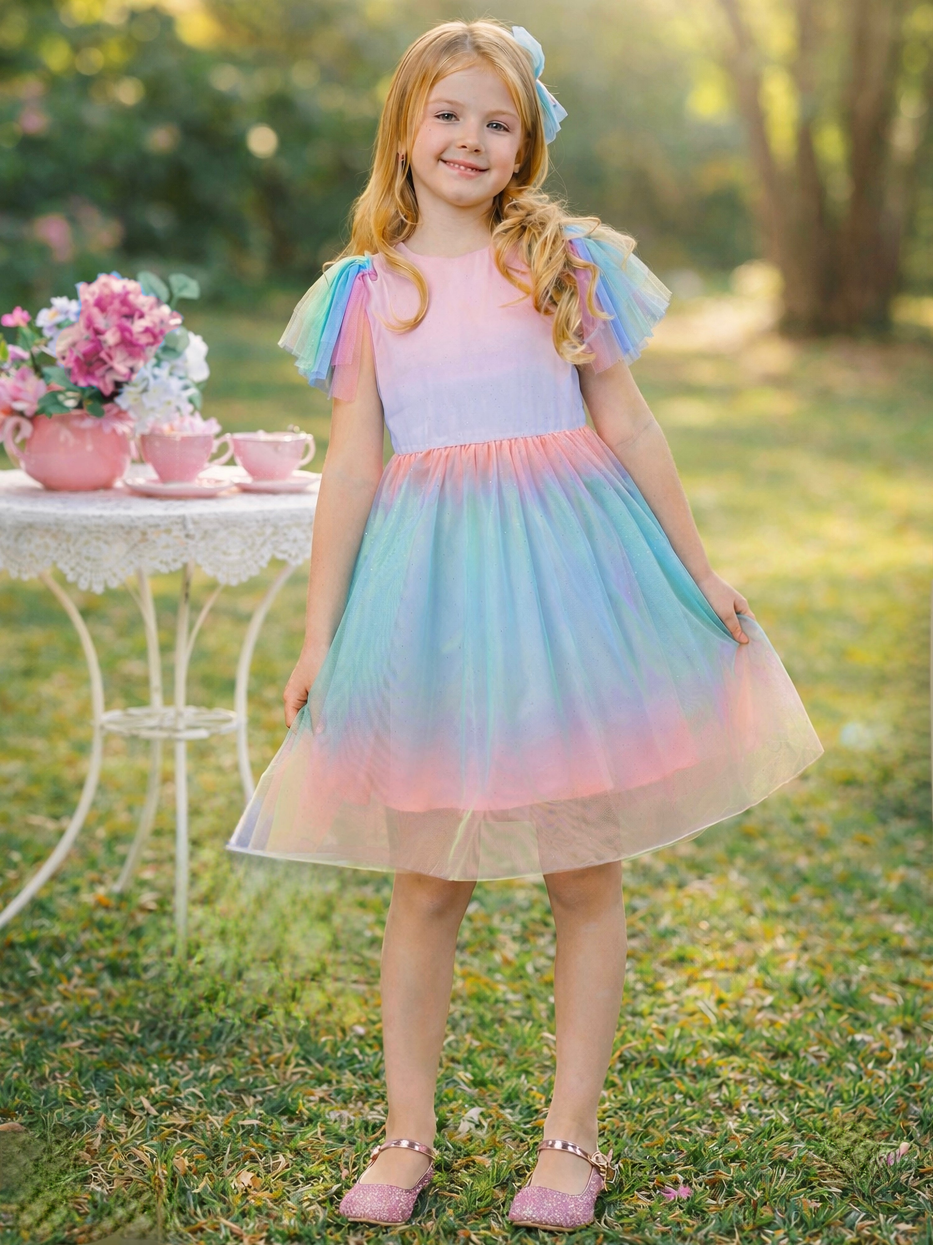 Cotton Candy Pastel Rainbow Party Dress