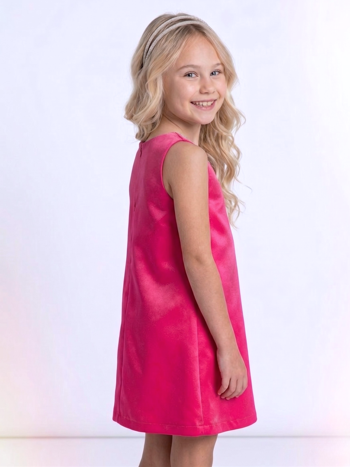 Fuchsia Flora Crystal-Bow Party Dress