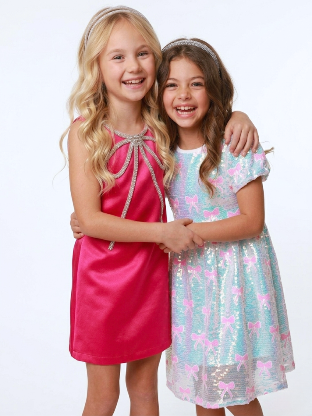 Fuchsia Flora Crystal-Bow Party Dress