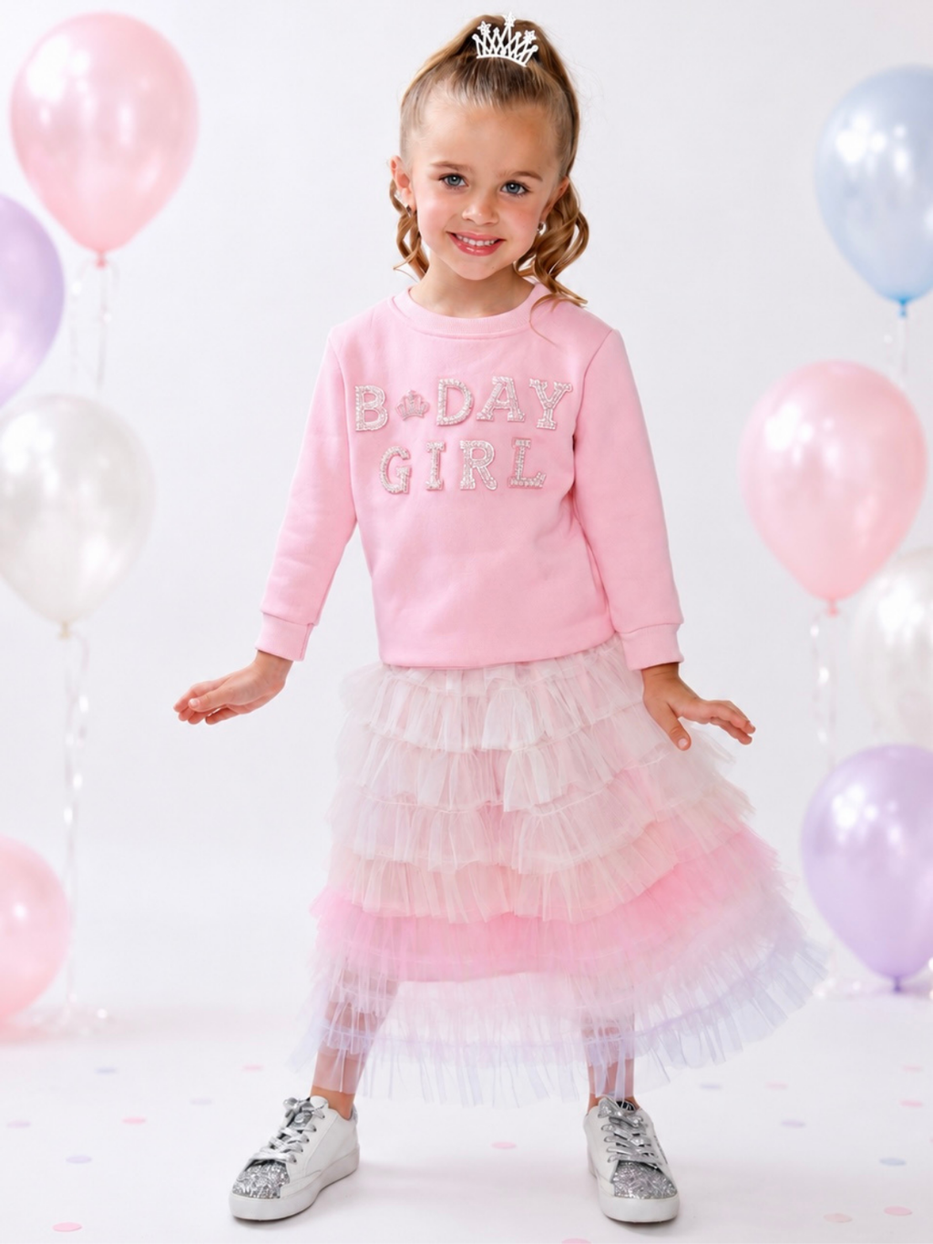 Birthday Girl Princess Pearl Embellished Sweatshirt