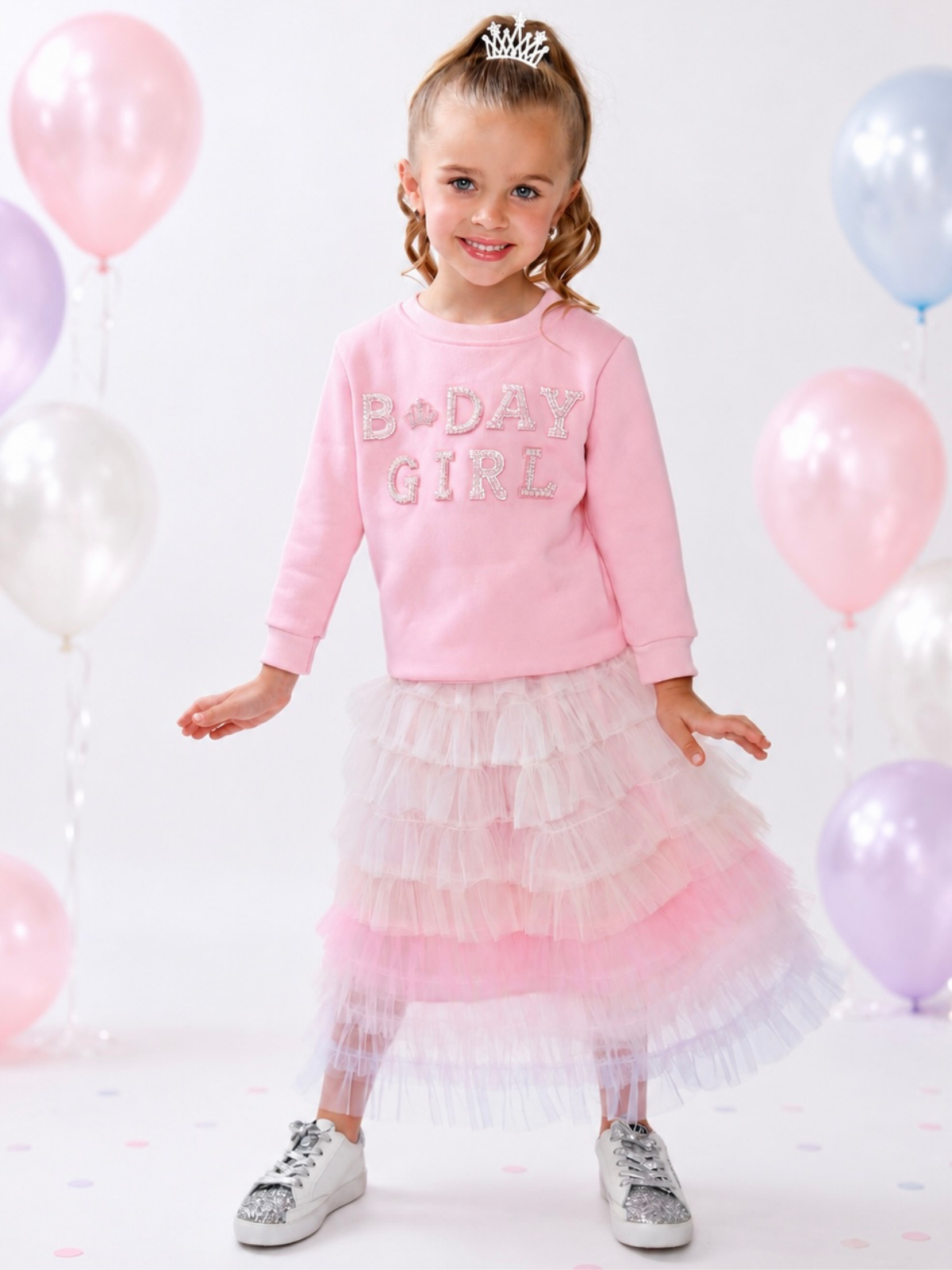 Birthday Girl Princess Pearl Embellished Sweatshirt