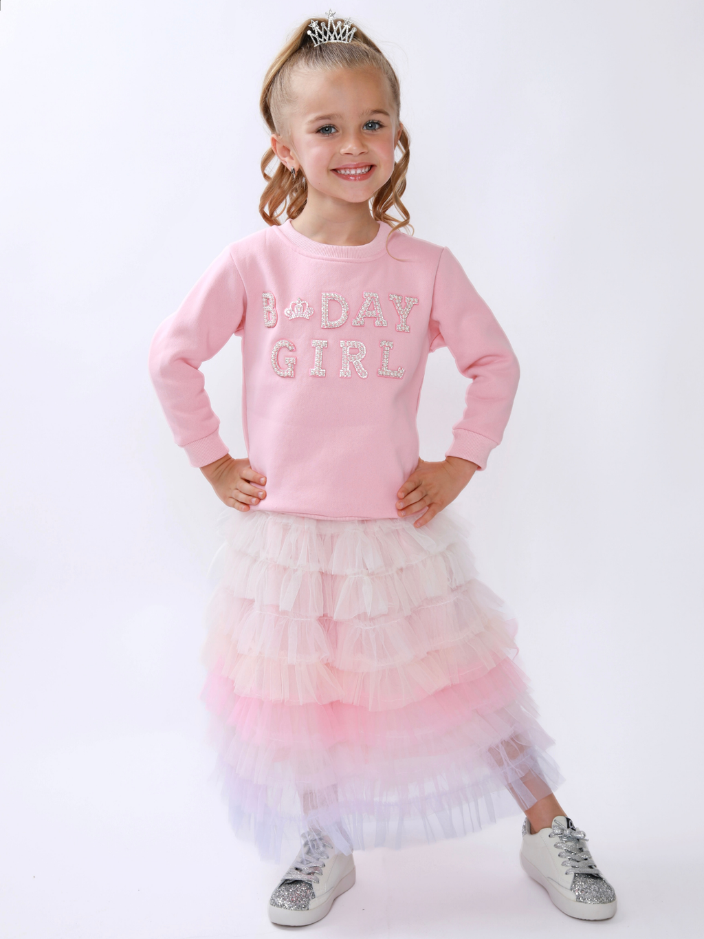 Birthday Girl Princess Pearl Embellished Sweatshirt