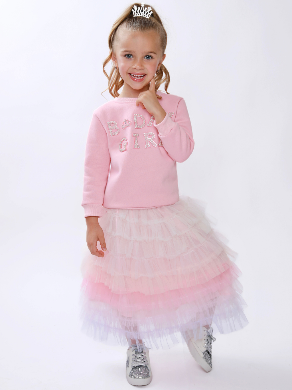 Birthday Girl Princess Pearl Embellished Sweatshirt