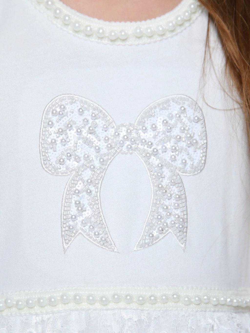 Sweet Lace Pearl & Bow Tiered Dress