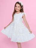 Sweet Lace Pearl & Bow Tiered Dress