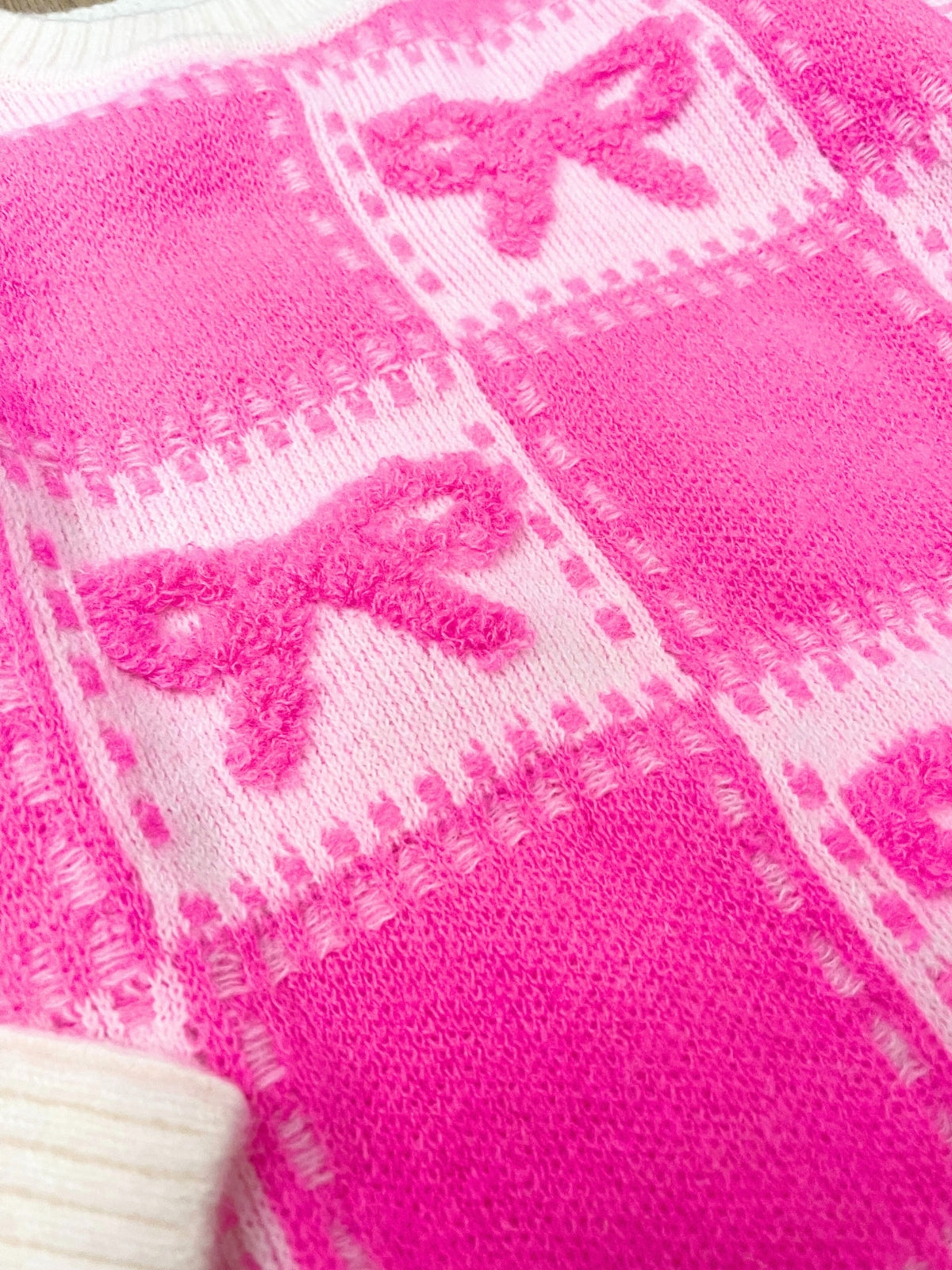 Coquette Pink Chenille Bows Sweater