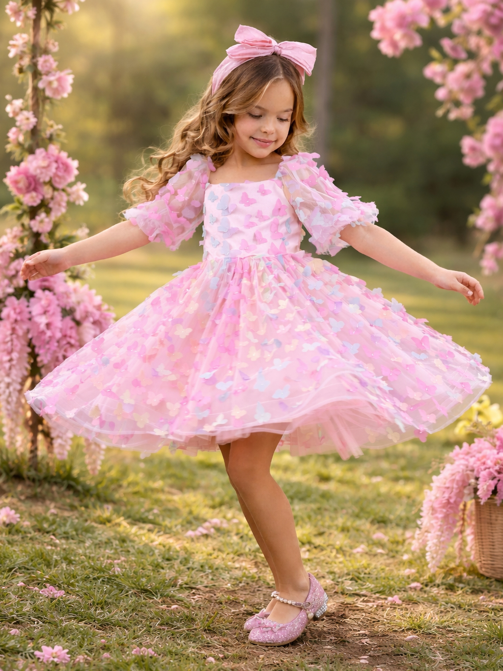 Butterfly Bliss 3D Applique Party Dress