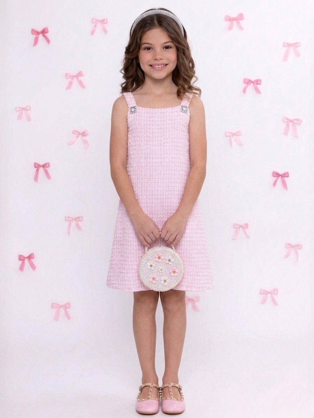 Tweed Charm Double Bow Spring Dress