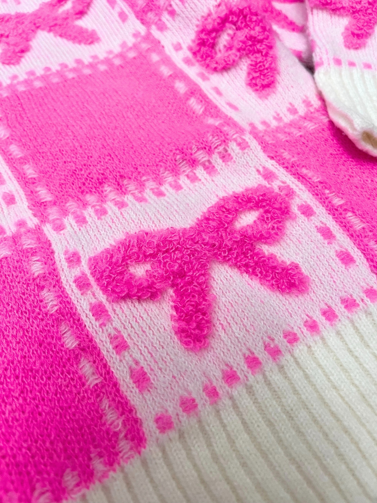 Coquette Pink Chenille Bows Sweater