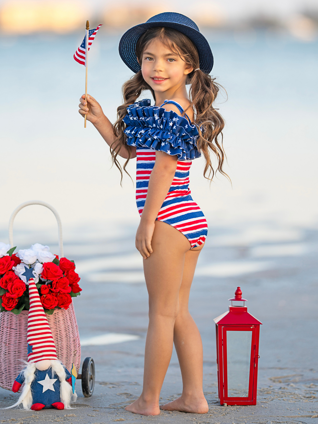 My Patriot Princess Striped One Piece Swimsuit