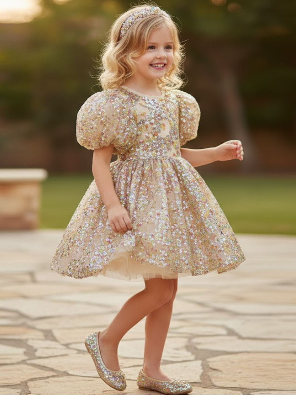 Gold Sequin Magic Mini Special Occasion Dress