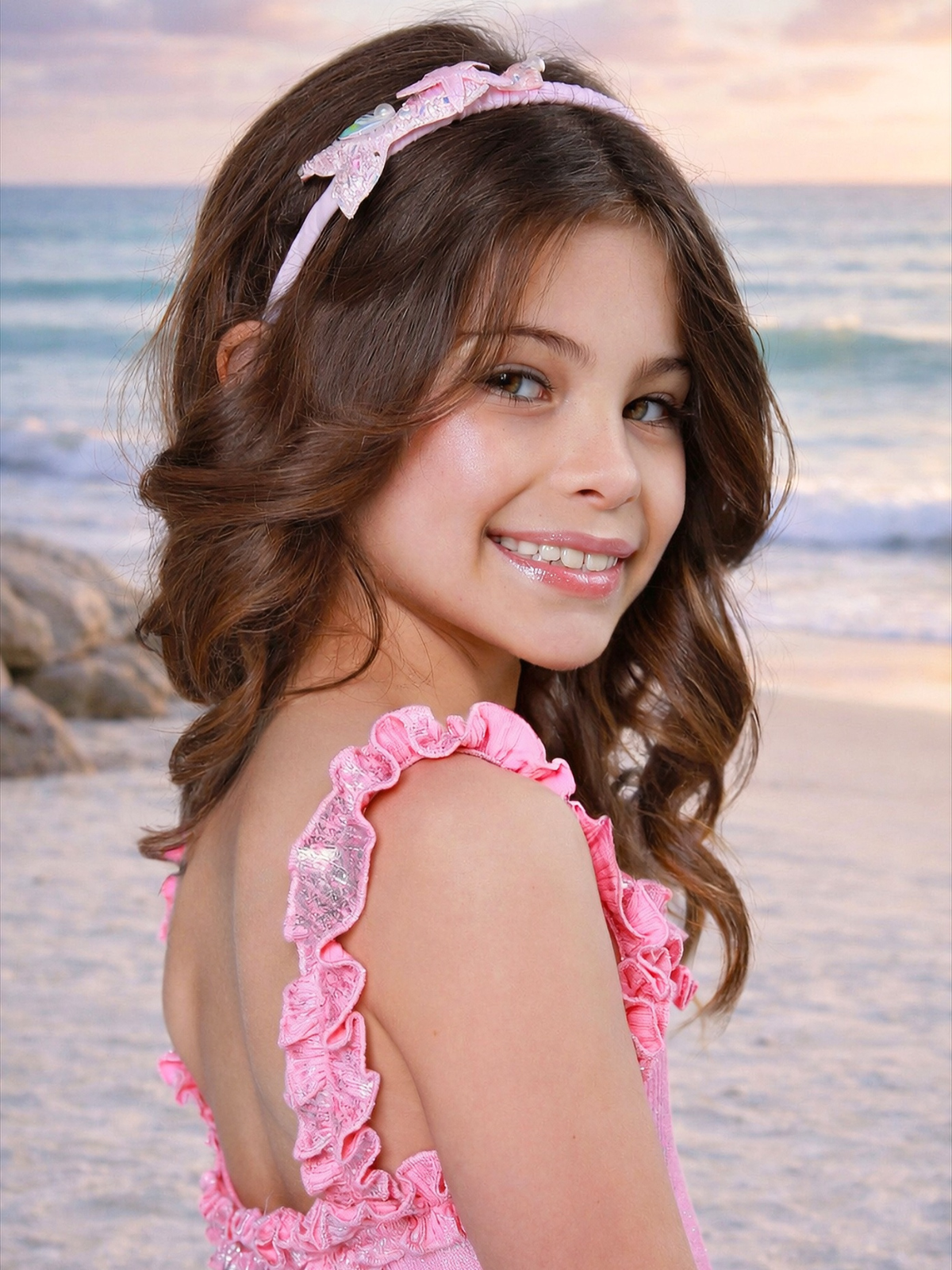 Shimmering Pink Ruffle Hi-Lo Dress