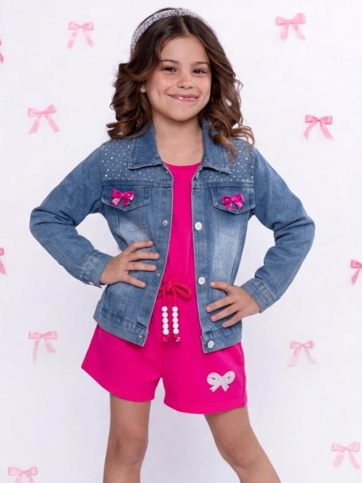 Ellaria Sequin Bow Denim Jacket