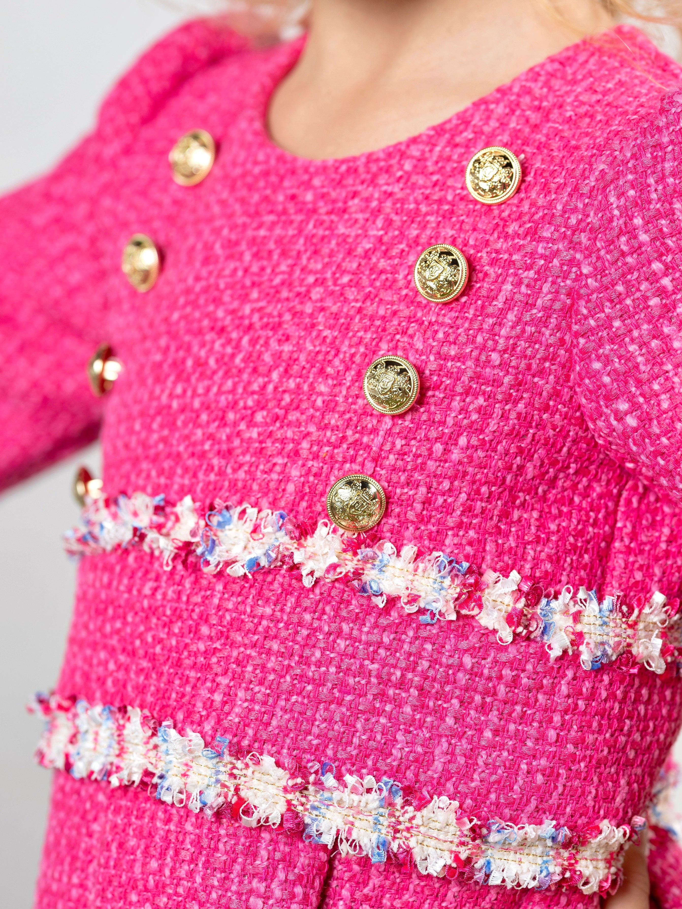 Petal Pink Tweed Spring Party Dress