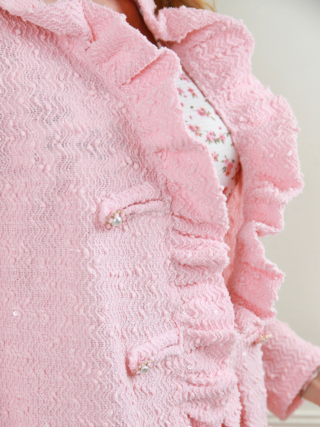 Mommy and Me Classy Duo Pink Blazer Ruffle Cardigan