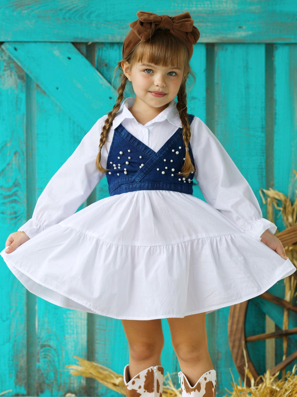 Delicate Dream Dress And Denim Vest Set