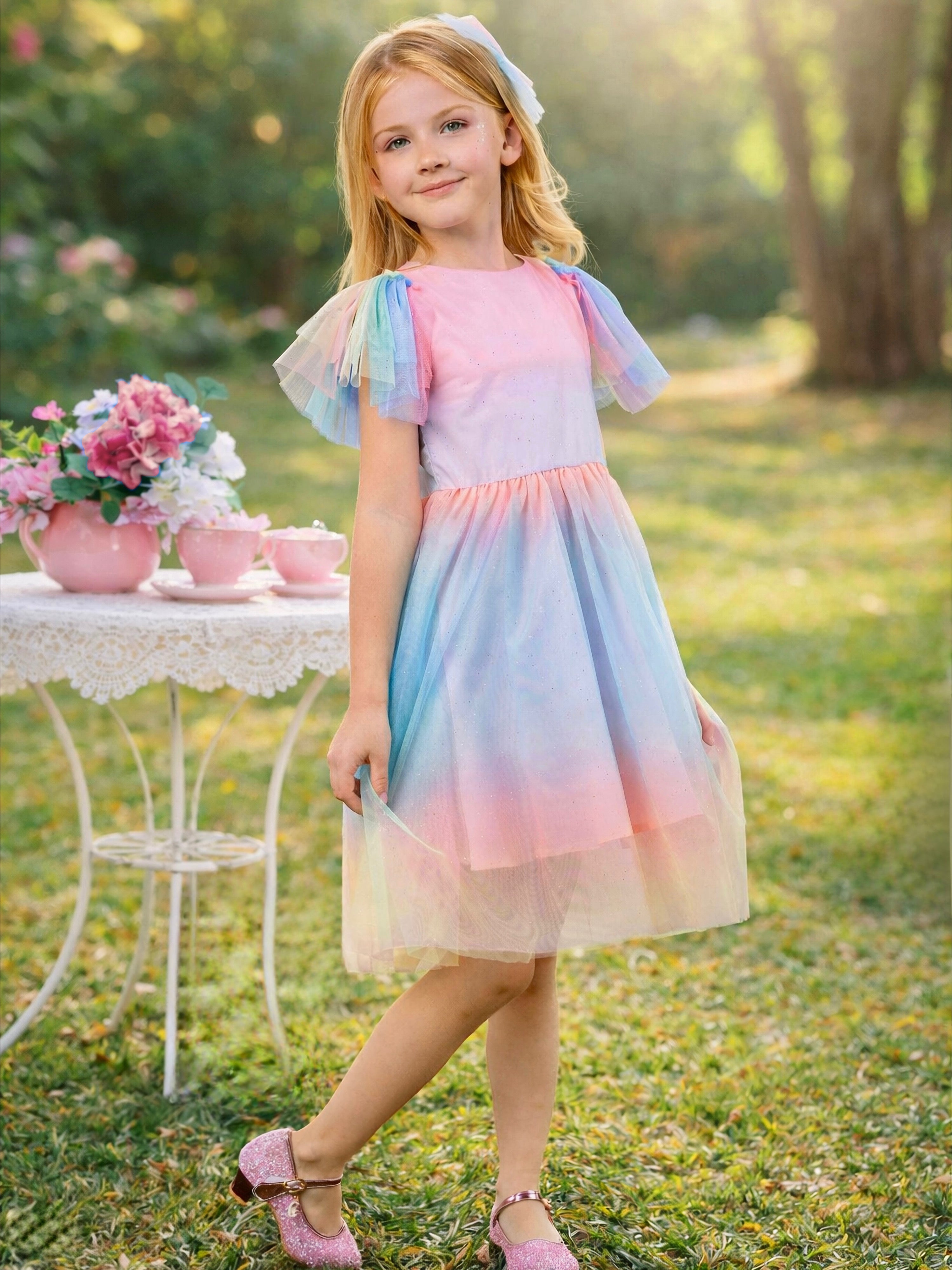 Cotton Candy Pastel Rainbow Party Dress