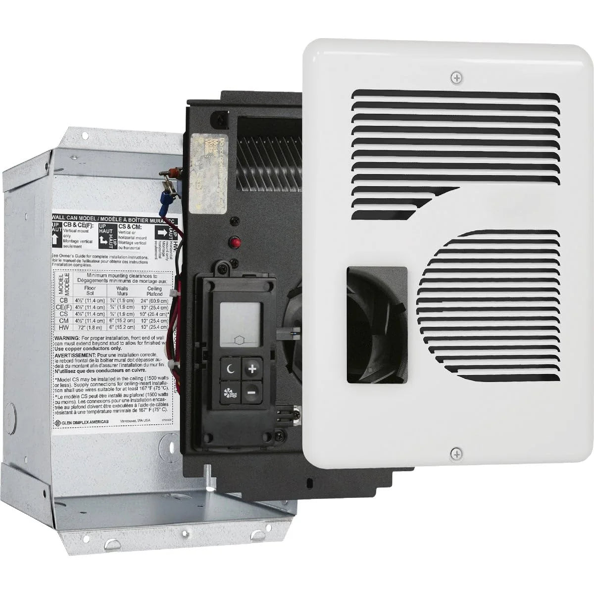 Cadet Energy Plus Wall Heater, Digital Thermostat, 240/208/120V, White