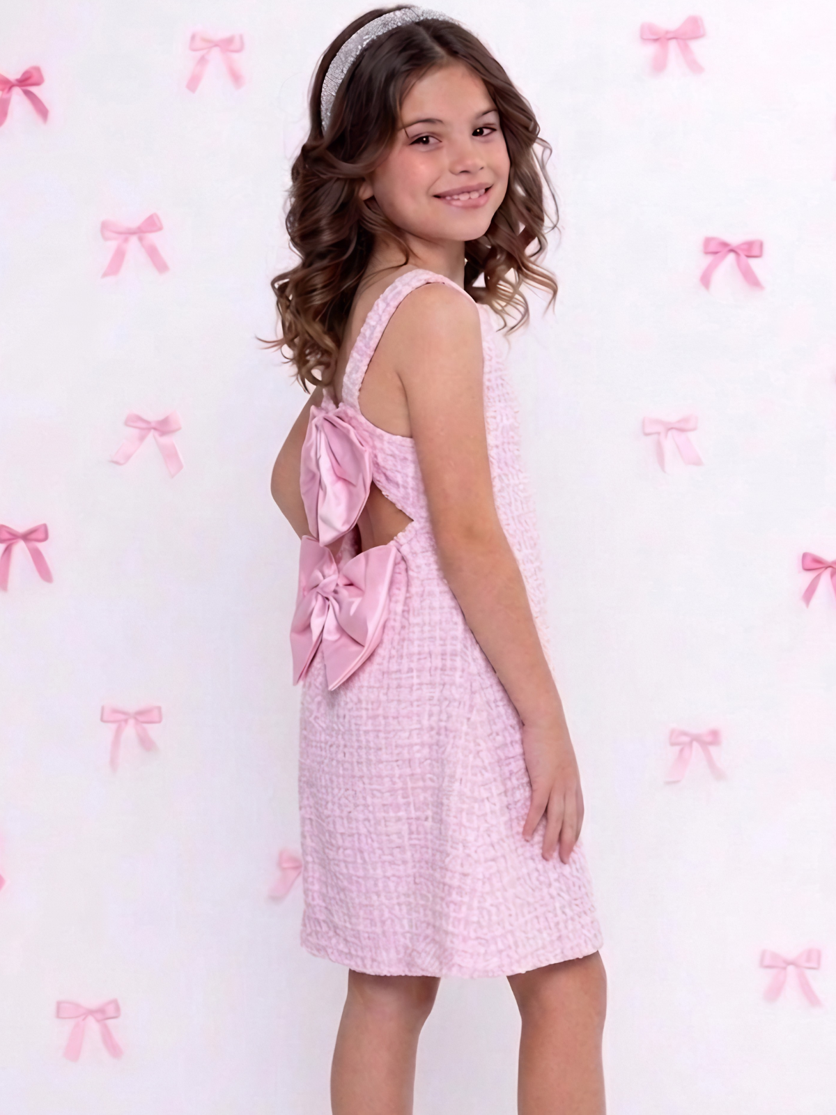 Tweed Charm Double Bow Spring Dress