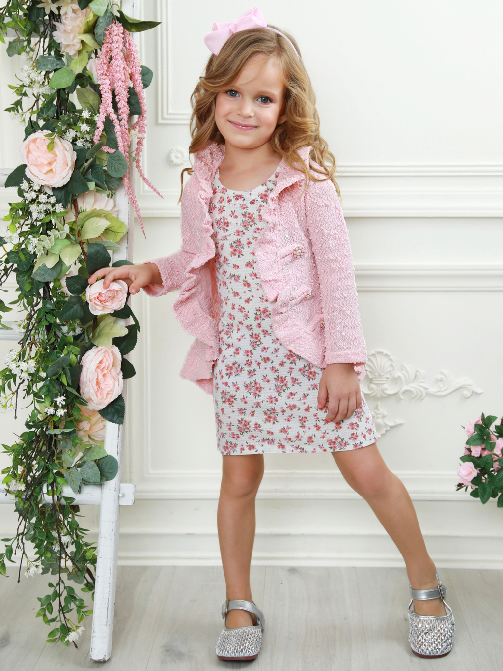 Mommy and Me Classy Duo Pink Blazer Ruffle Cardigan