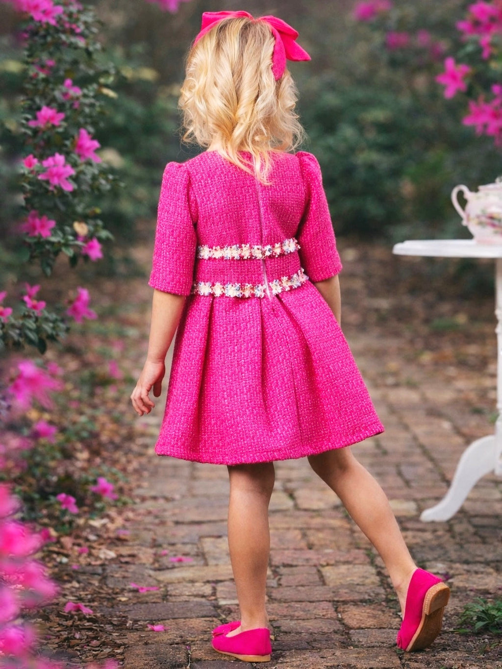 Petal Pink Tweed Spring Party Dress