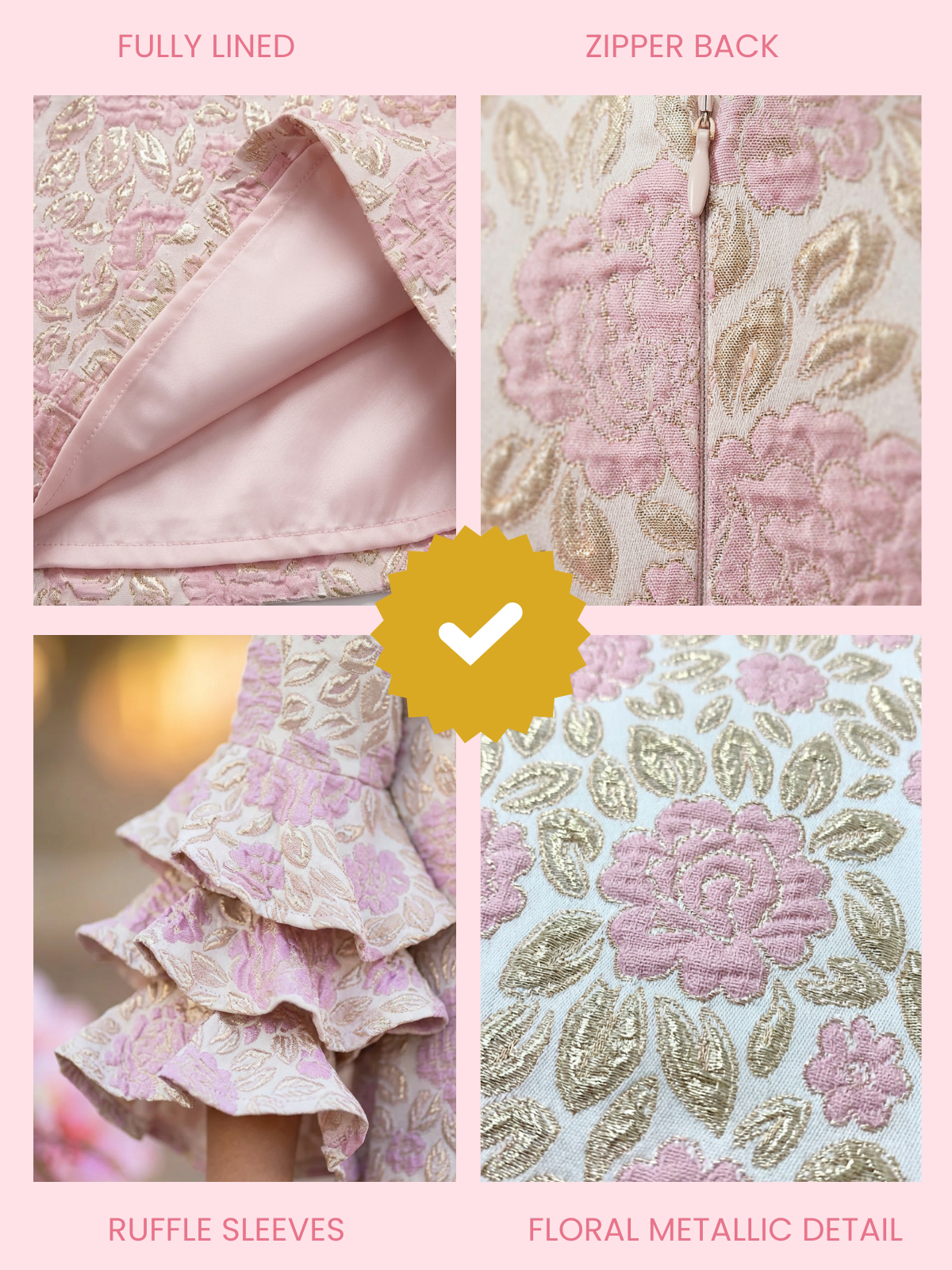 Blossoming Pink Ruffle Sleeve Dress