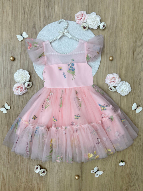 Blush Fairy Garden Embroidered Floral Tutu Dress