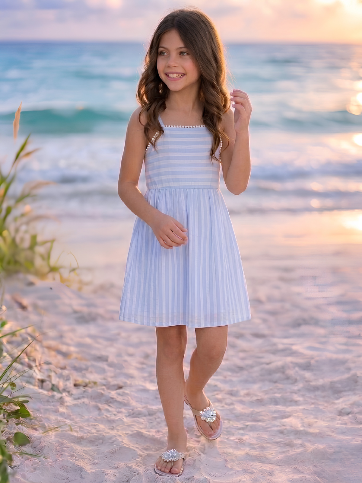 Coastal Blue Stripe Cotton Sundress