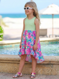 Tropical Bloom Sleeveless Hi-Lo Dress