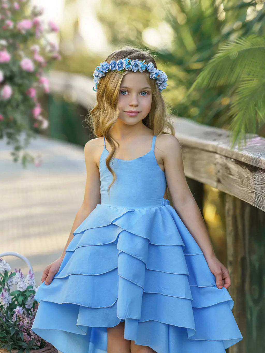 Pretty Petal Blues Tiered Dress