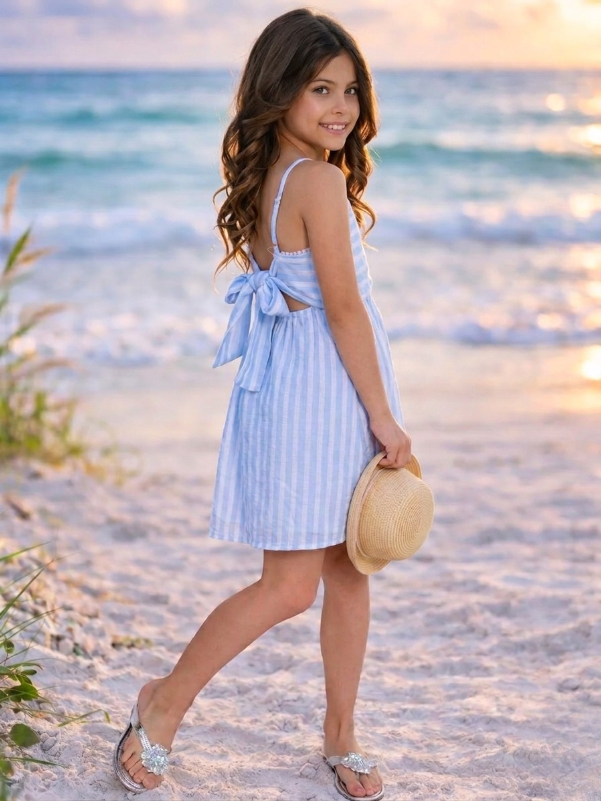 Coastal Blue Stripe Cotton Sundress