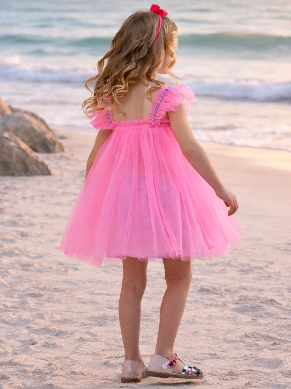 Seaside Pink Sequin Shell Party Dress