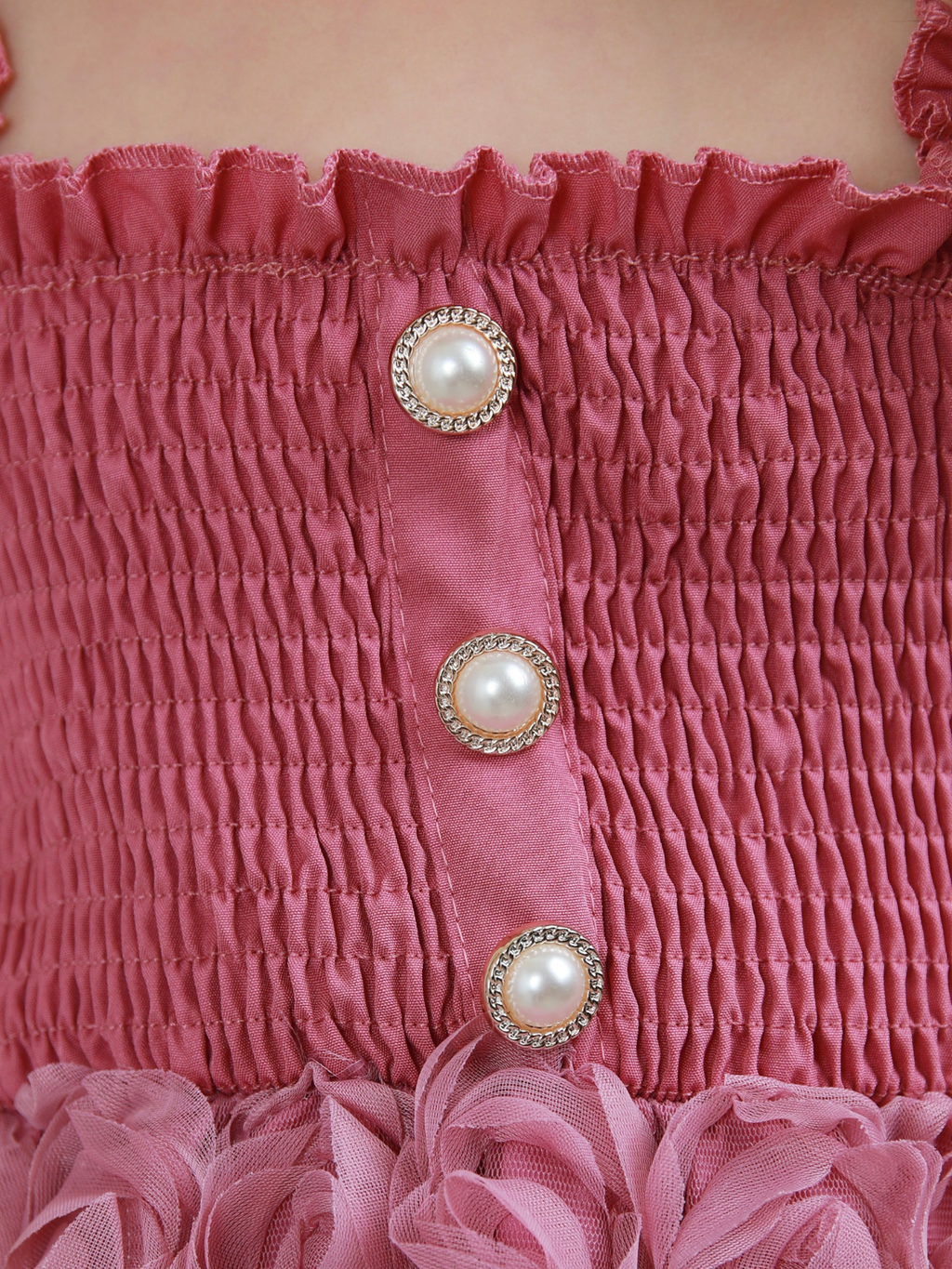 Blush Garden Rosette Smocked Dress
