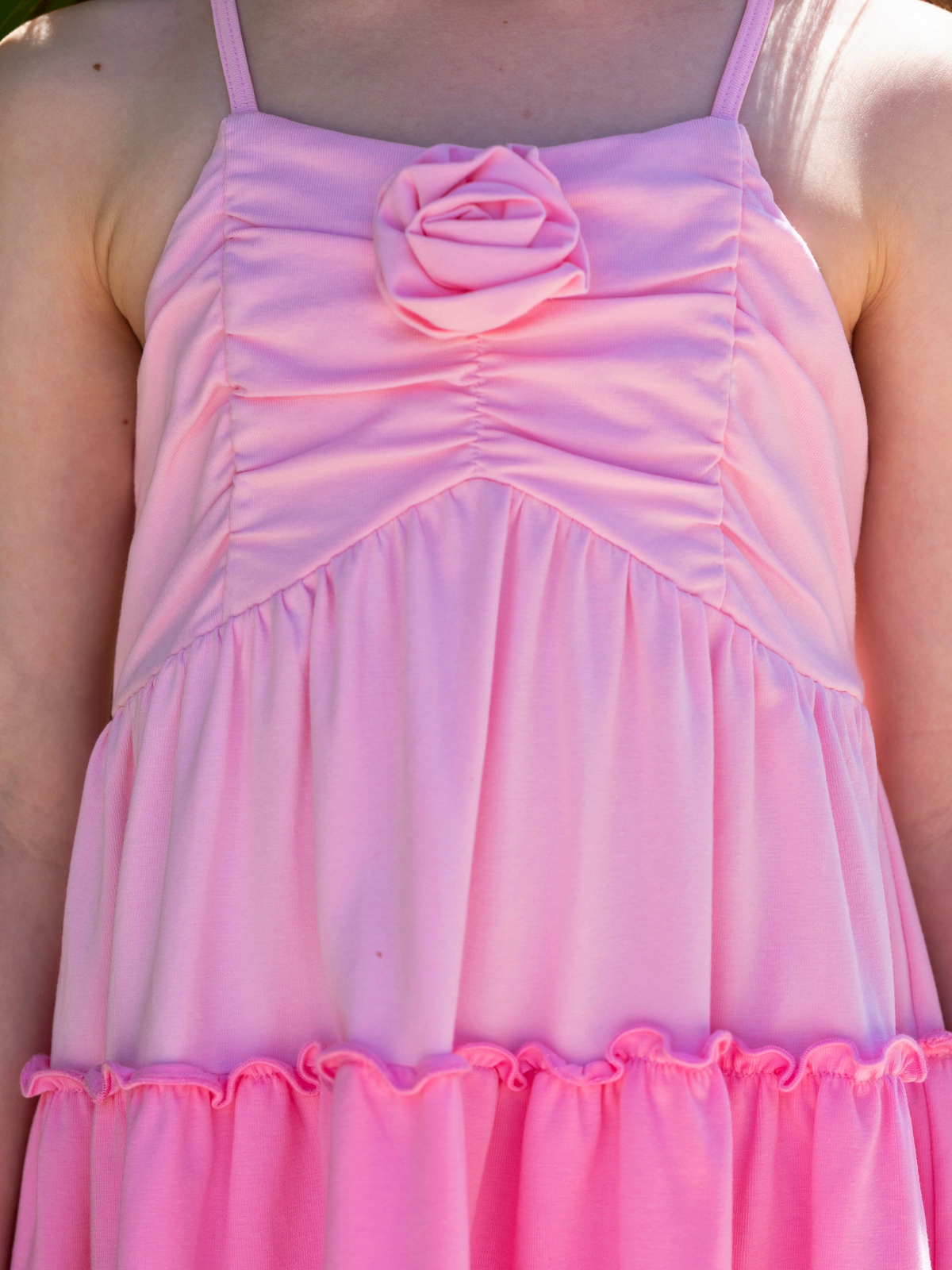 Blushing Pink Ombre Rosette Tiered Dress