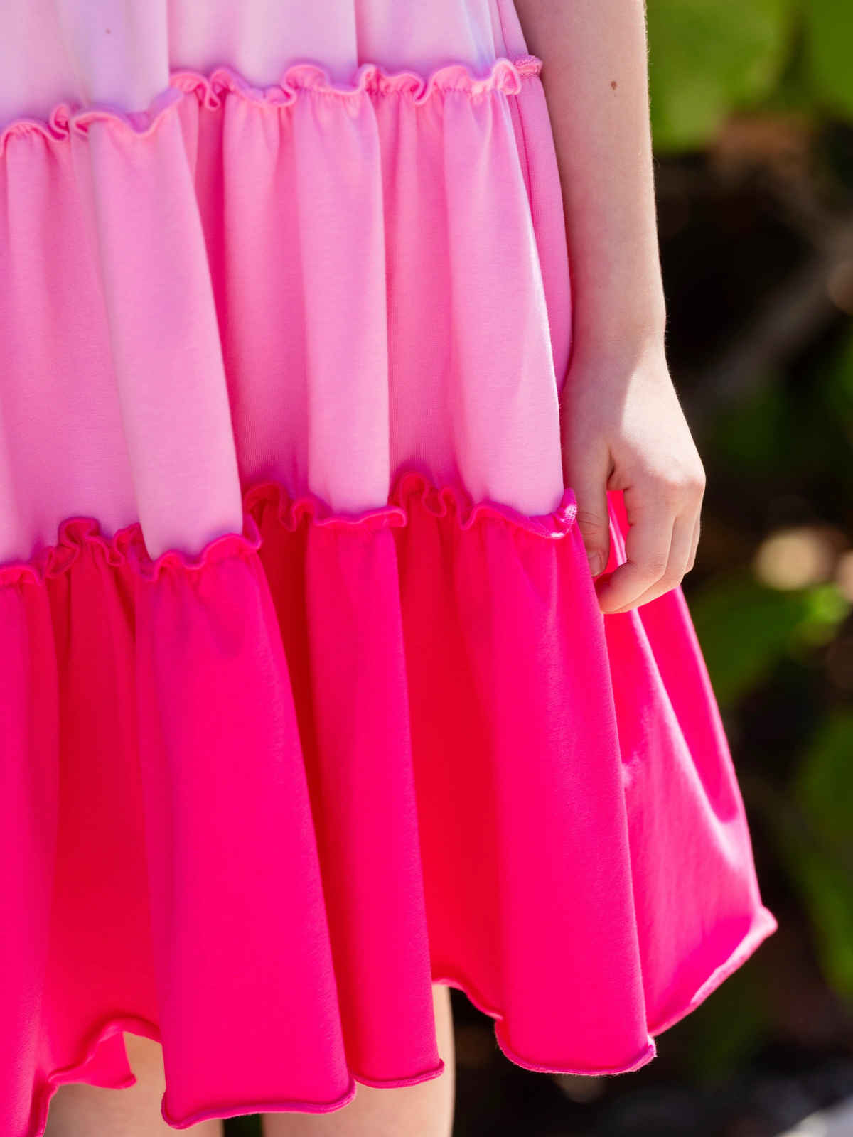 Blushing Pink Ombre Rosette Tiered Dress