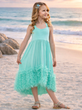Mermaid Muse Aqua Cotton High-Lo Maxi Dress