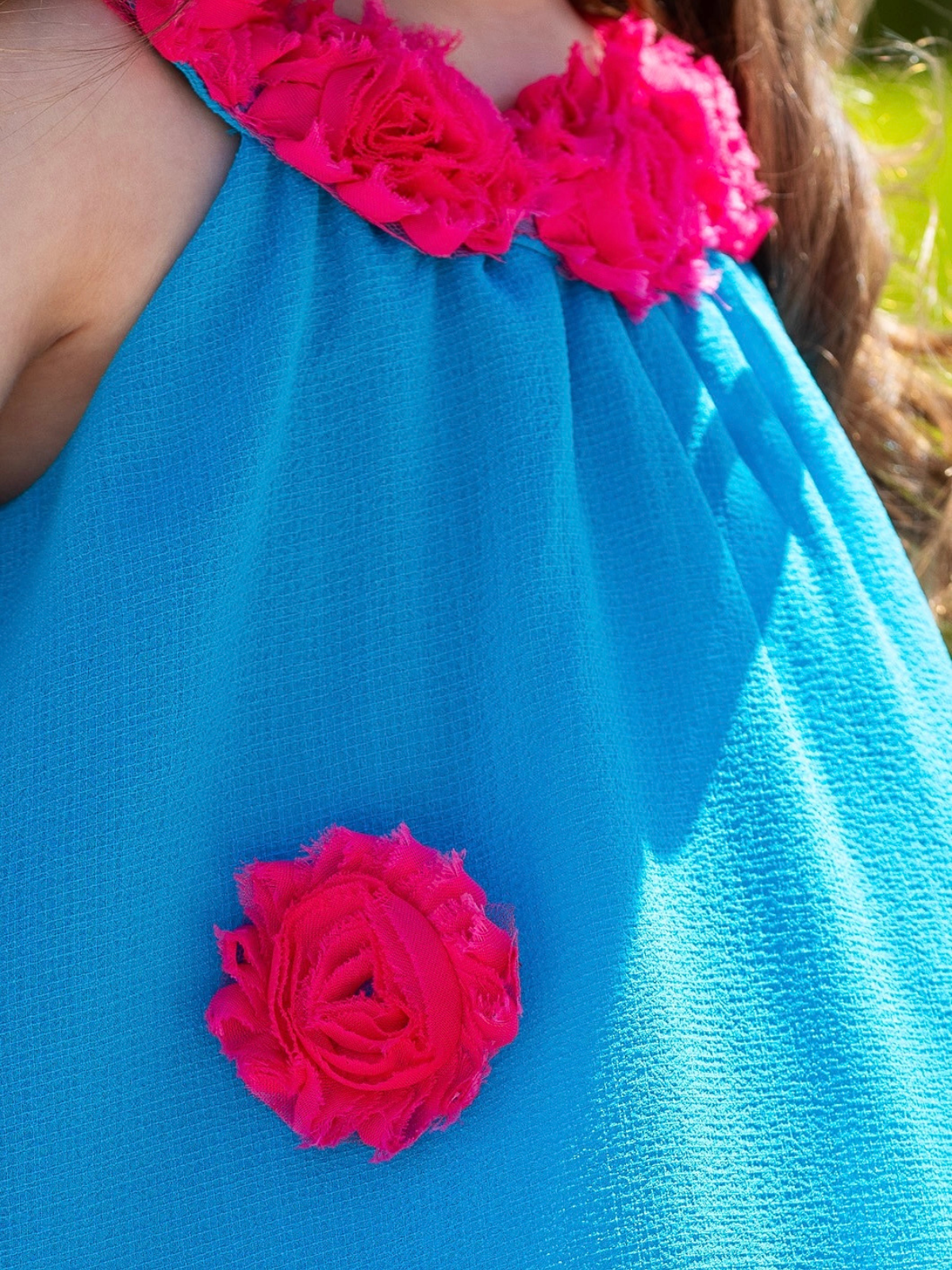 Ocean Bloom Teal Halter Dress