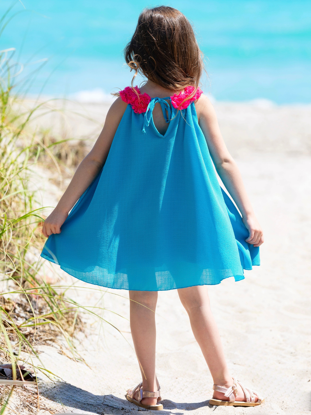 Ocean Bloom Teal Halter Dress