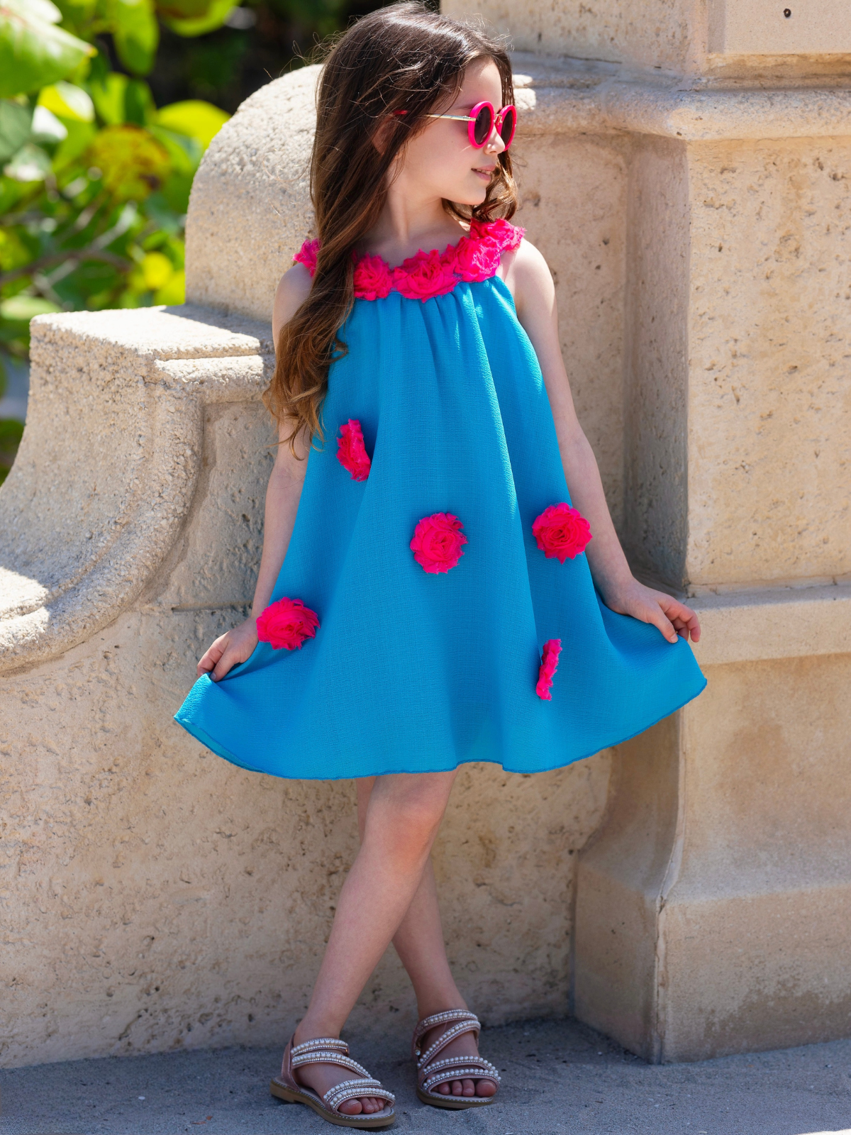 Ocean Bloom Teal Halter Dress