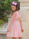 Sunset Dream Pastel Stripe Open Back Twirl Dress