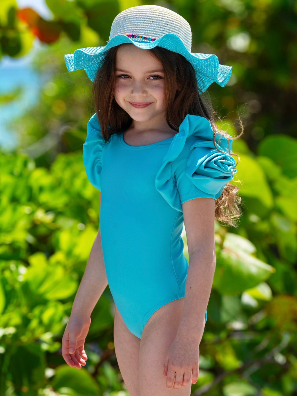Blooming Rose Teal One Piece Swimsuit