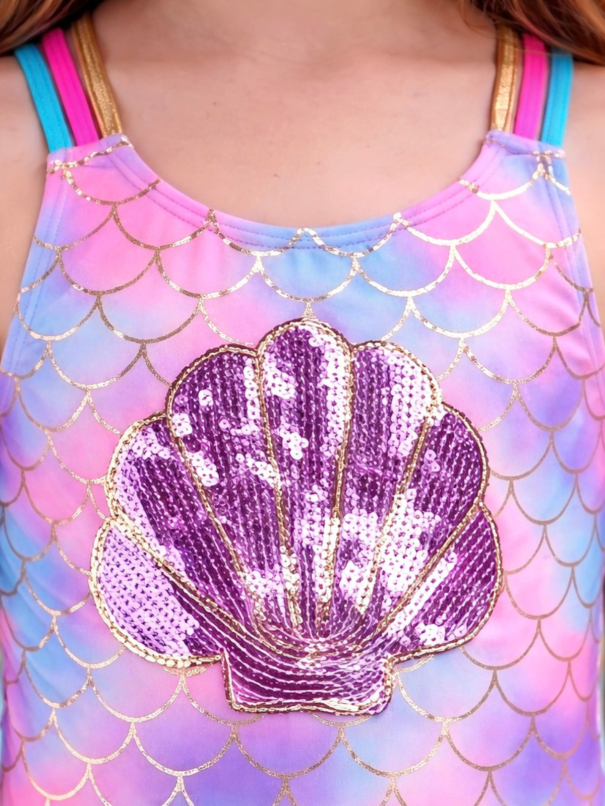 Pastel Scale Shell One Piece Swimsuit
