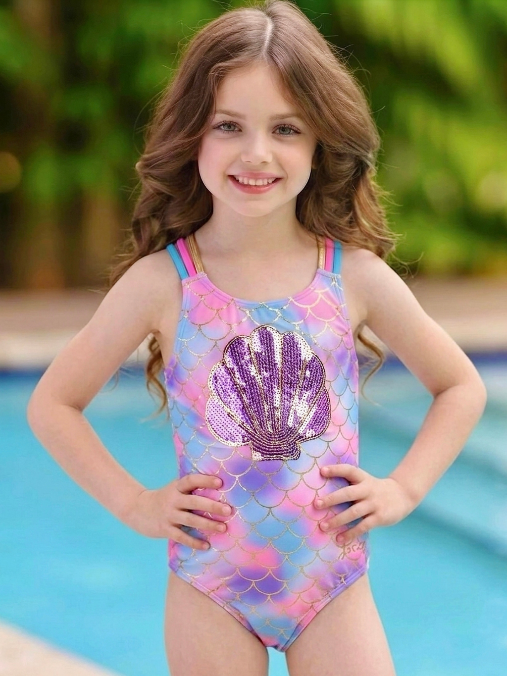 Pastel Scale Shell One Piece Swimsuit