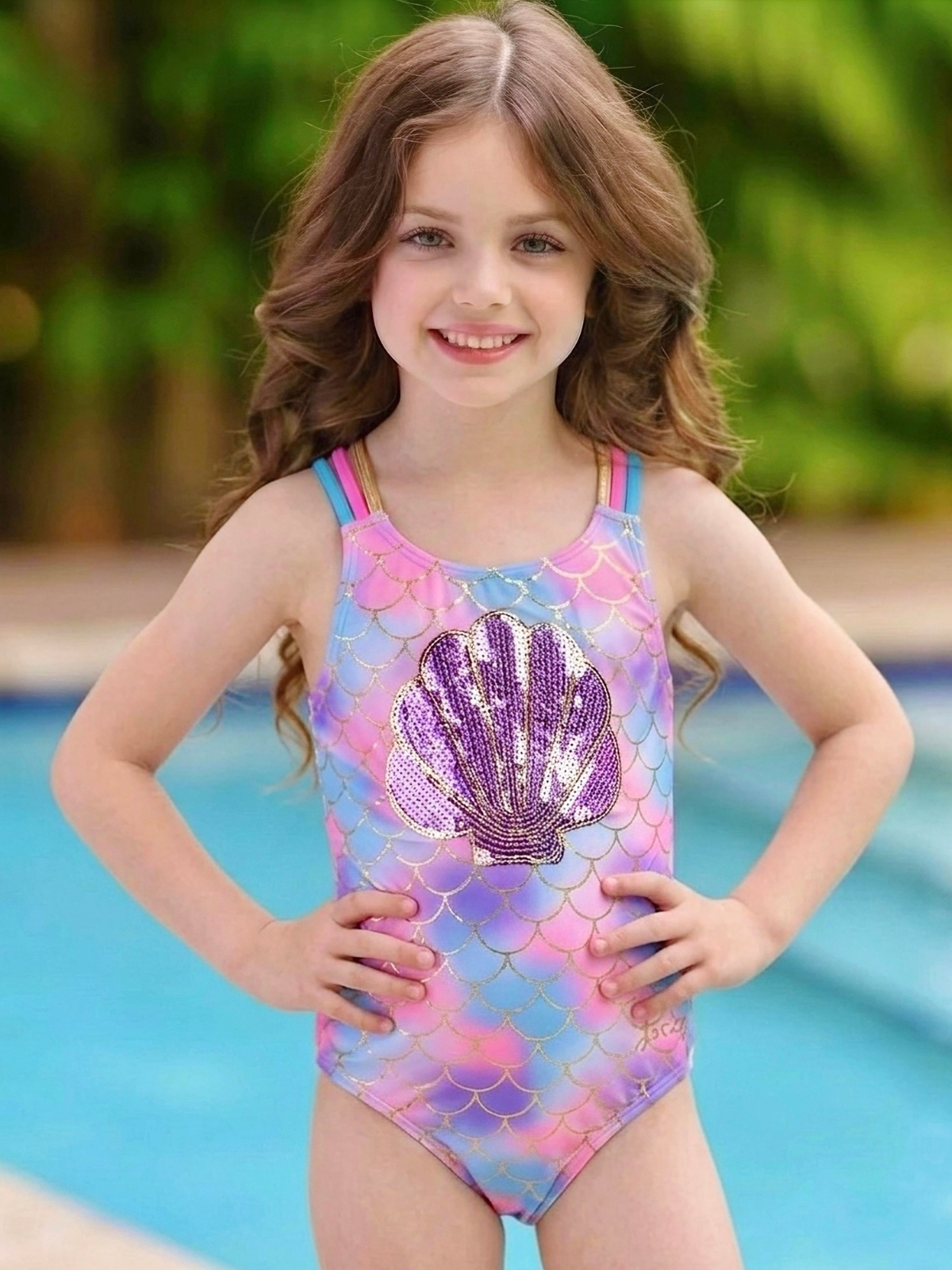 Pastel Scale Shell One Piece Swimsuit