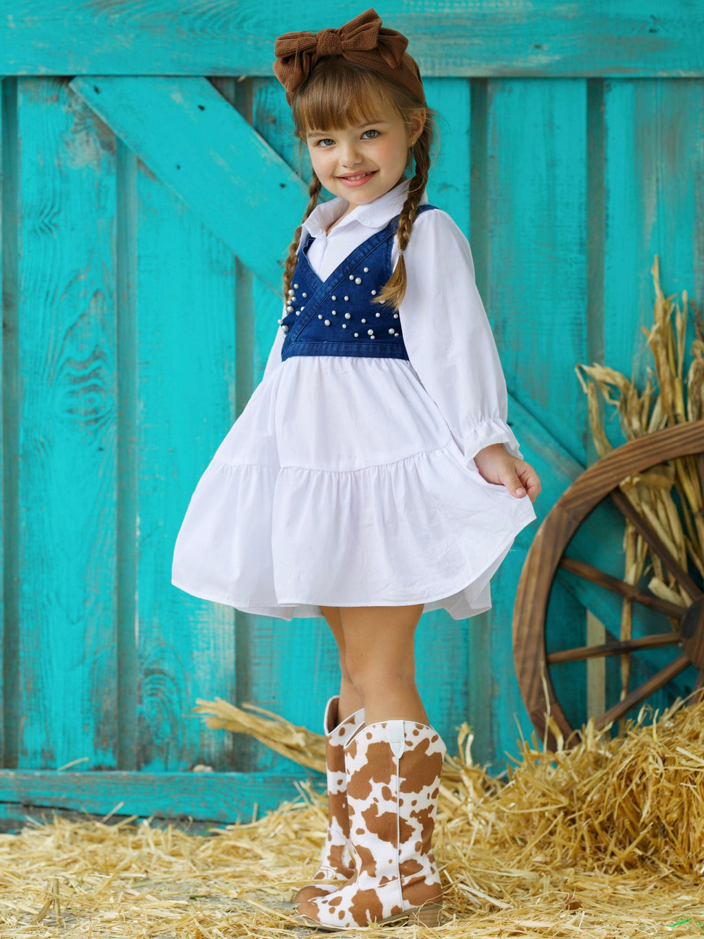 Delicate Dream Dress And Denim Vest Set