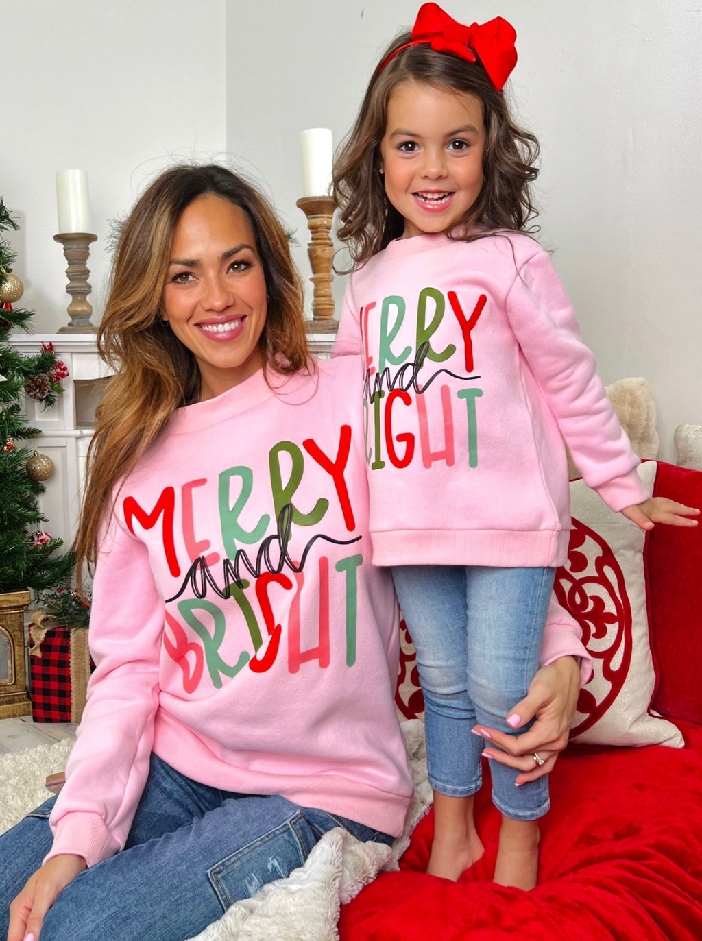 Mommy and Me Merry and Bright Graphic Sweatshirt