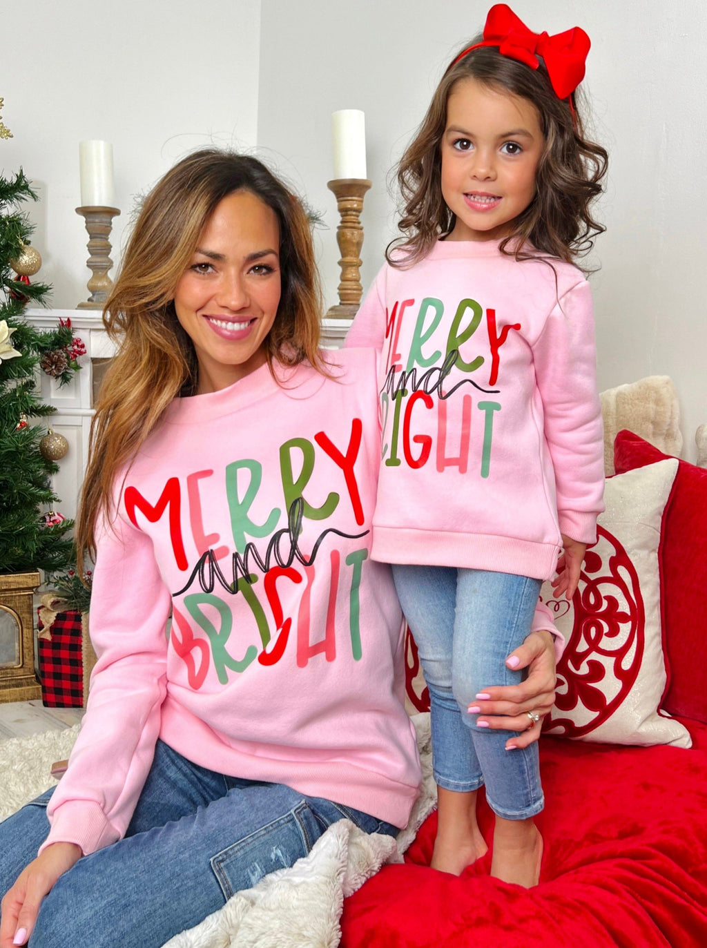 Mommy and Me Merry and Bright Graphic Sweatshirt