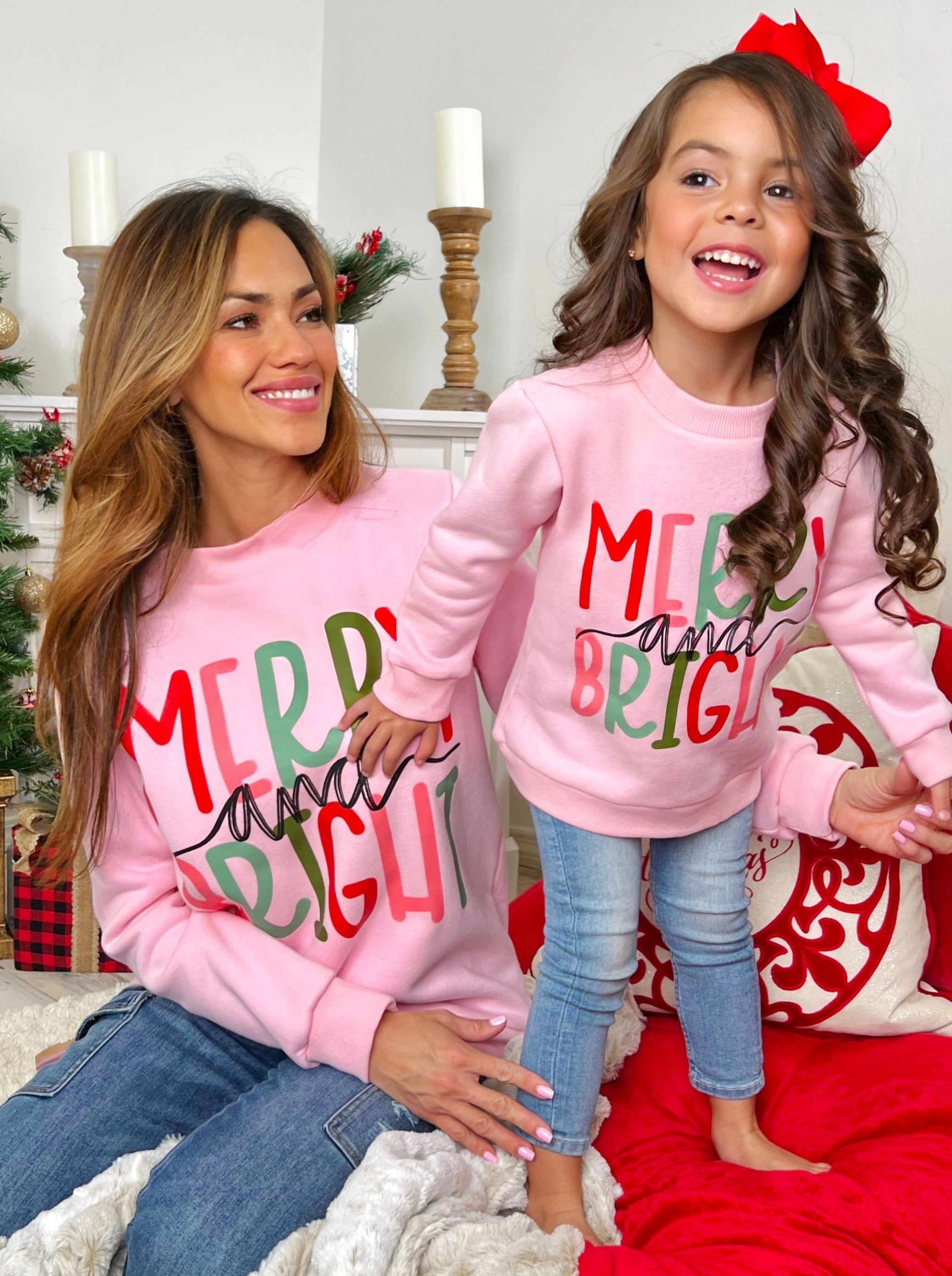 Mommy and Me Merry and Bright Graphic Sweatshirt