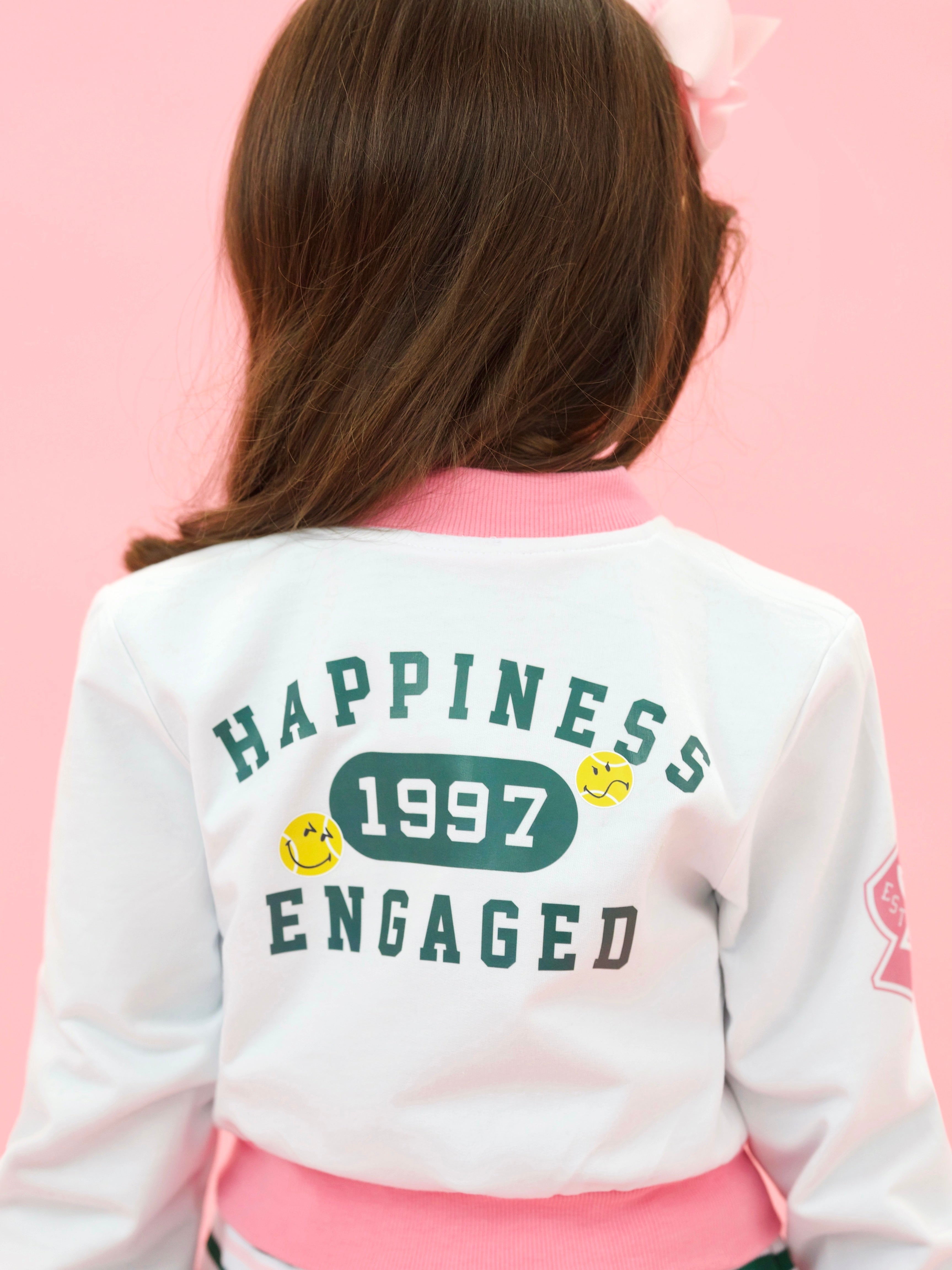 SmileyWorld Happiness Engaged Sporty Cropped Bomber Jacket