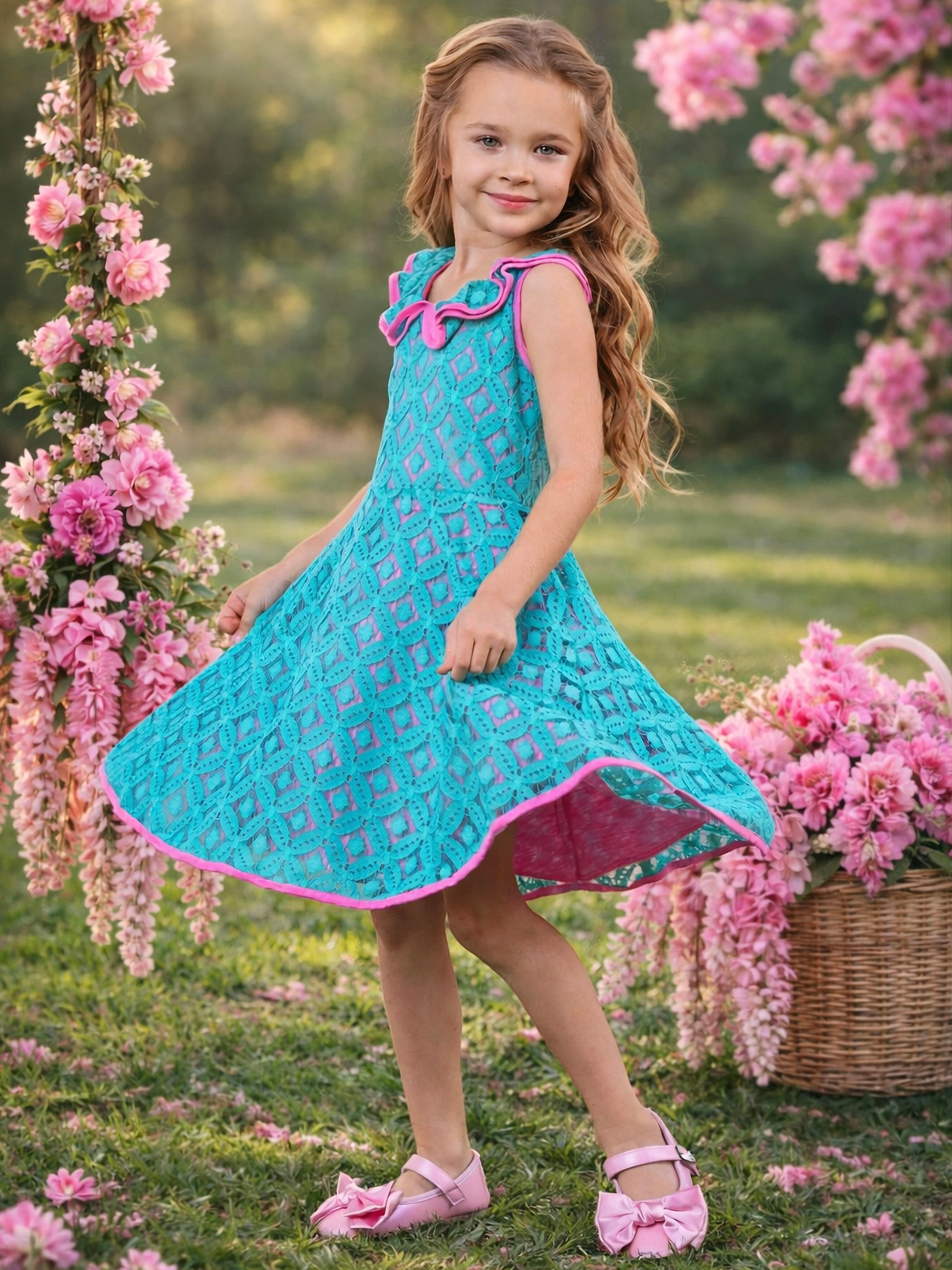 Lacey Scallop Trim Party Dress